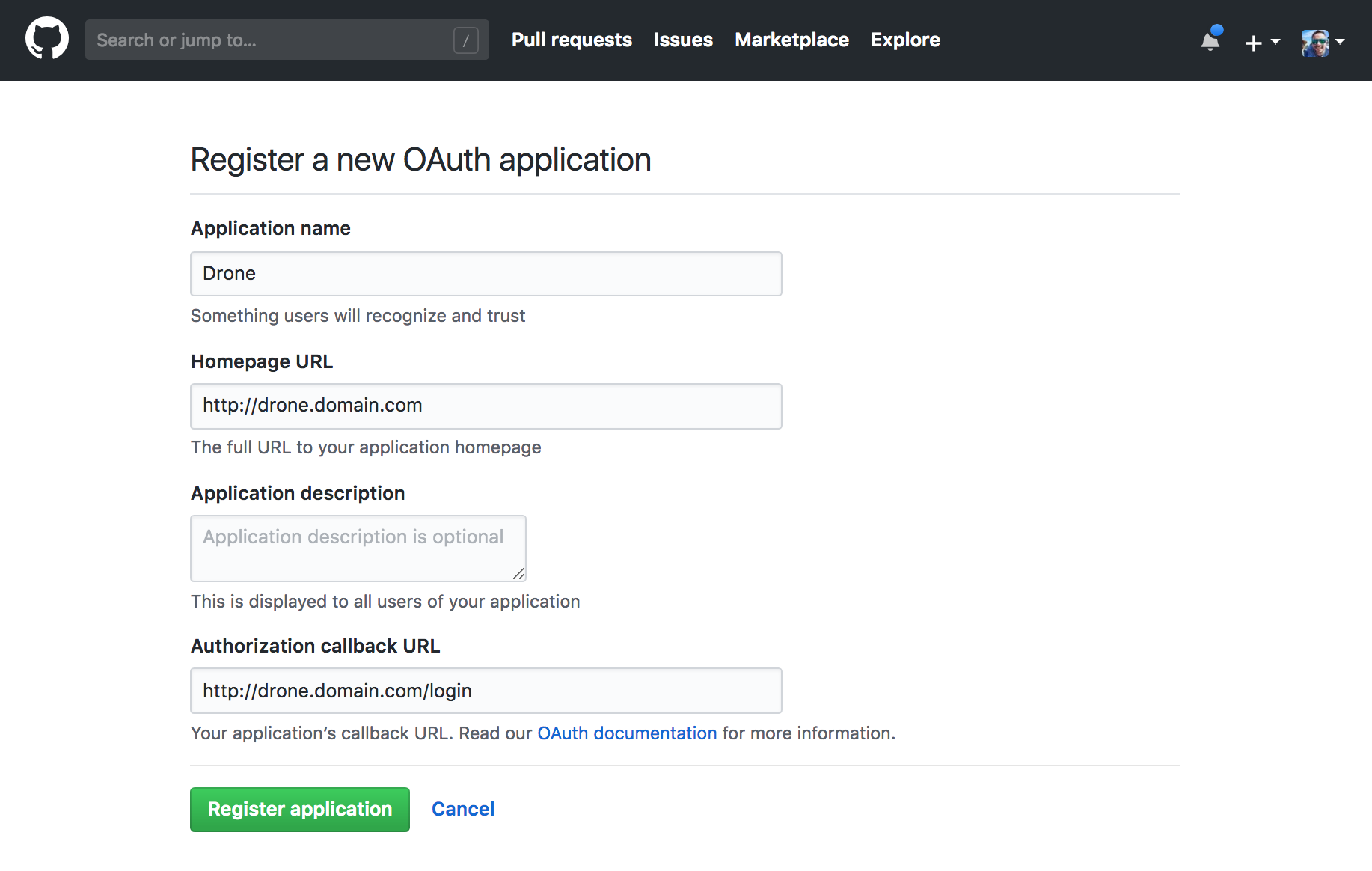创建 OAuth 应用程序